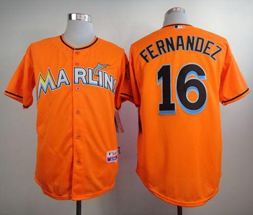 Custom Fan-Made Jose Fernandez Miami Marlins #16 Orange Baseball Jersey