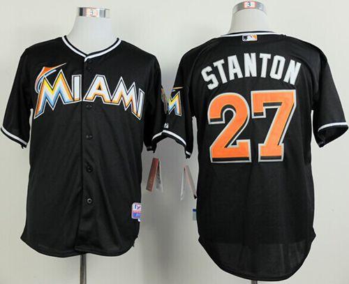 Custom Fan-Made Giancarlo Stanton Miami Marlins #27 Black 2012 Baseball Jersey