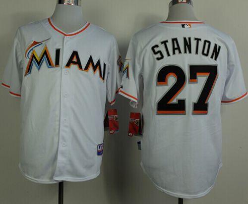 Custom Fan-Made Giancarlo Stanton Miami Marlins #27 White 2012 Baseball Jersey