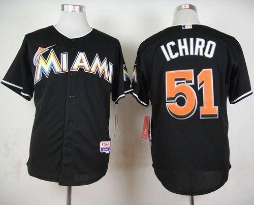 Custom Fan-Made Ichiro Suzuki Miami Marlins #51 Black Baseball Jersey
