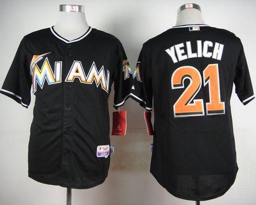 Custom Fan-Made Christian Yelich Miami Marlins #21 Black Baseball Jersey
