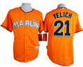 Custom Fan-Made Christian Yelich Miami Marlins #21 Orange Baseball Jersey