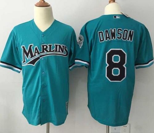 Custom Fan-Made Andre Dawson Miami Marlins #8 Green 1995 Throwback Baseball Jersey