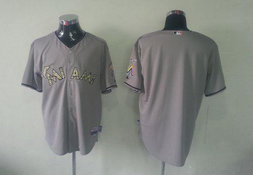 Custom Fan-Made Grey Miami Marlins Baseball Jersey Miami Marlins Grey USMC Baseball Jersey