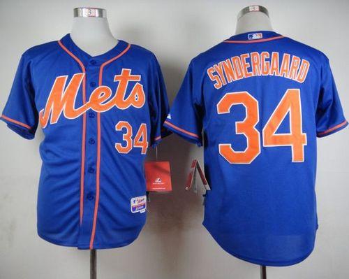 Custom Fan-Made Noah Syndergaard New York Mets #34 Blue Baseball Jersey