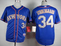 Custom Fan-Made Noah Syndergaard New York Mets #34 Blue Baseball Jersey