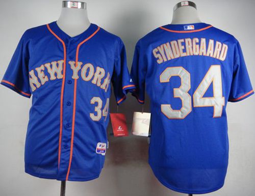 Custom Fan-Made Noah Syndergaard New York Mets #34 Blue Baseball Jersey
