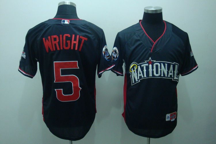 Custom Fan-Made David Wright Nation BP New York Mets #5 Blue 2010 All-Star Edition Baseball Jersey
