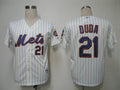 Custom Fan-Made Lucas Duda Cream New York Mets #21 Blue Baseball Jersey