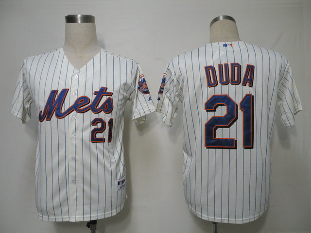 Custom Fan-Made Lucas Duda Cream New York Mets #21 Blue Baseball Jersey