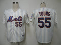 Custom Fan-Made Chris Young Cream New York Mets #55 Blue Baseball Jersey