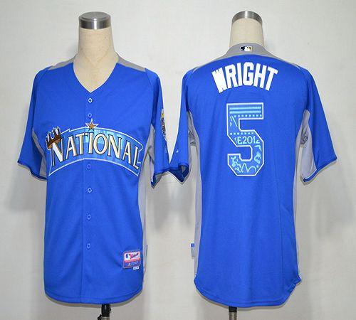 Custom Fan-Made David Wright BP New York Mets #5 Blue 2012 All-Star Edition Baseball Jersey