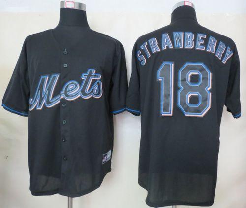Custom Fan-Made Darryl Strawberry New York Mets #18 Black Baseball Jersey
