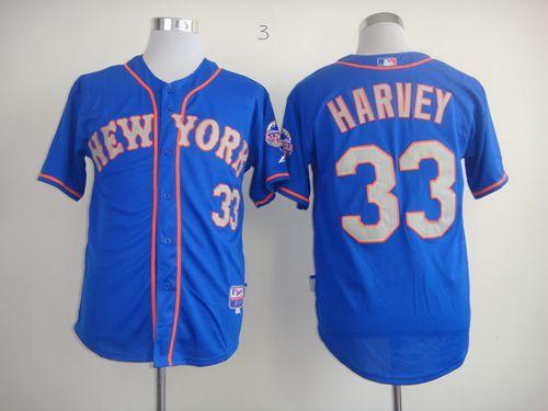 Custom Fan-Made Matt Harvey New York Mets #33 Blue Baseball Jersey