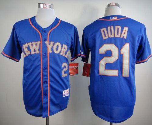 Custom Fan-Made Lucas Duda New York Mets #21 Blue Baseball Jersey