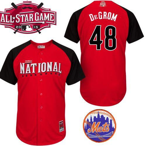 Custom Fan-Made Jacob DeGrom New York Mets #48 Red 2015 All-Star Edition Baseball Jersey