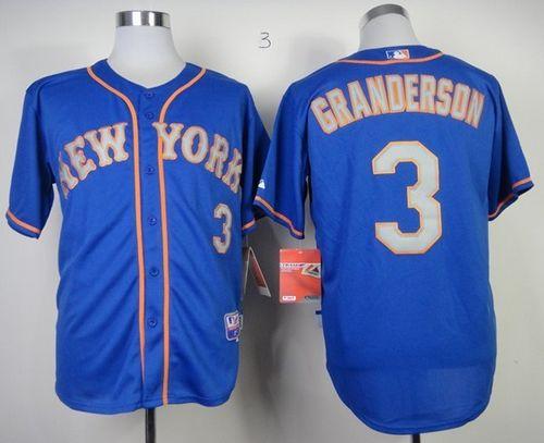 Custom Fan-Made Curtis Granderson New York Mets #3 Blue Baseball Jersey