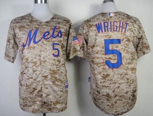 Custom Fan-Made David Wright Camo New York Mets #5 Baseball Jersey