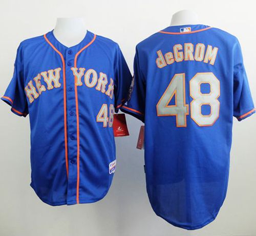 Custom Fan-Made Jacob DeGrom New York Mets #48 Blue Baseball Jersey