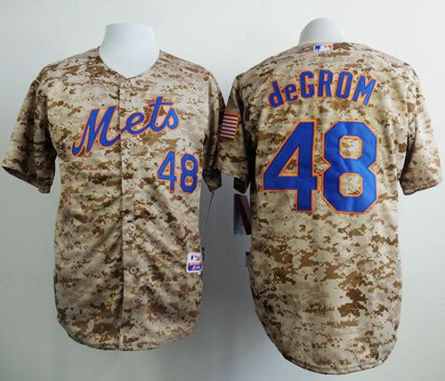 Custom Fan-Made Jacob DeGrom Camo New York Mets #48 Baseball Jersey