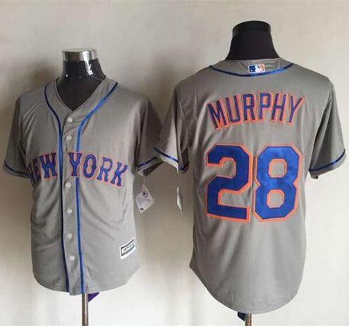 Custom Fan-Made Daniel Murphy New York Mets #28 Grey Baseball Jersey