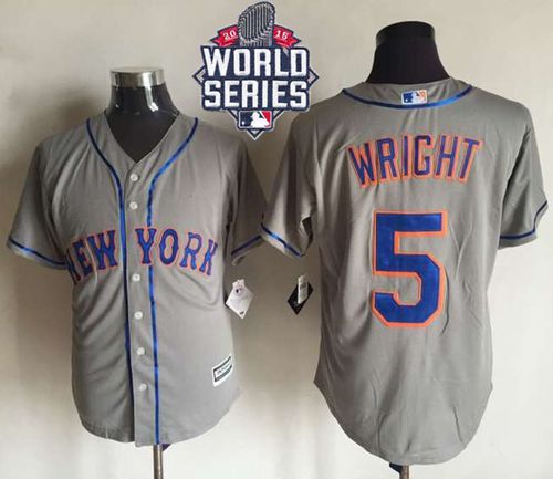 Custom Fan-Made David Wright New York Mets #5 Grey 2015 Baseball Jersey