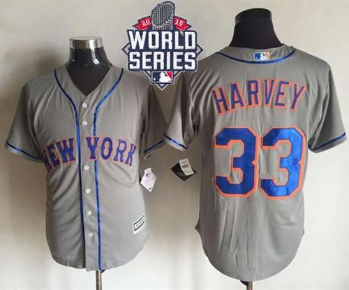 Custom Fan-Made Matt Harvey New York Mets #33 Grey 2015 Baseball Jersey