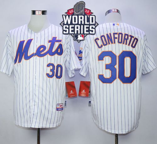 Custom Fan-Made Michael Conforto New York Mets #30 White 2015 Baseball Jersey