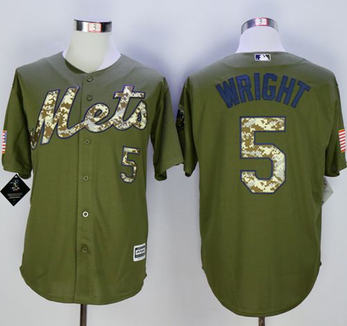 Custom Fan-Made David Wright Camo New York Mets #5 Green Baseball Jersey