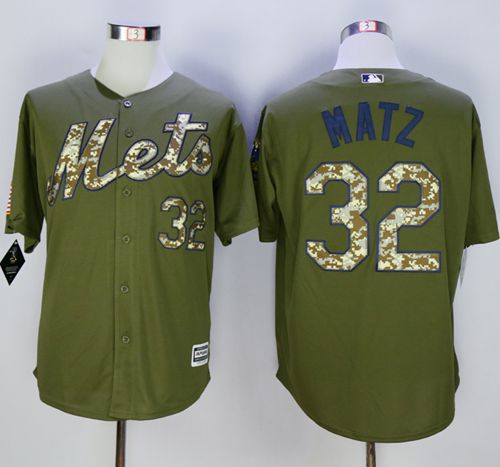 Custom Fan-Made Steven Matz Camo New York Mets #32 Green Baseball Jersey