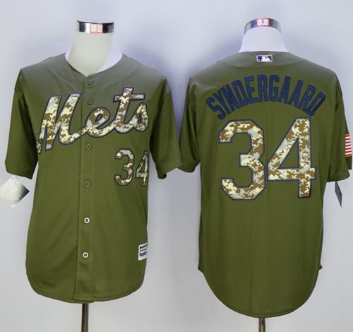 Custom Fan-Made Noah Syndergaard Camo New York Mets #34 Green Baseball Jersey