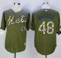 Custom Fan-Made Jacob DeGrom Camo New York Mets #48 Green Baseball Jersey