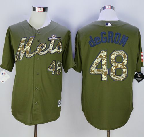 Custom Fan-Made Jacob DeGrom Camo New York Mets #48 Green Baseball Jersey