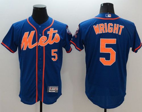 Custom Fan-Made David Wright New York Mets #5 Blue Baseball Jersey