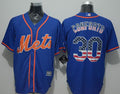 Custom Fan-Made Michael Conforto USA Flag New York Mets #30 Blue Baseball Jersey