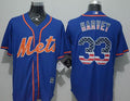 Custom Fan-Made Matt Harvey USA Flag New York Mets #33 Blue Baseball Jersey
