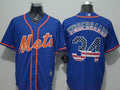 Custom Fan-Made Noah Syndergaard USA Flag New York Mets #34 Blue Baseball Jersey