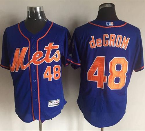 Custom Fan-Made Jacob DeGrom New York Mets #48 Blue Baseball Jersey