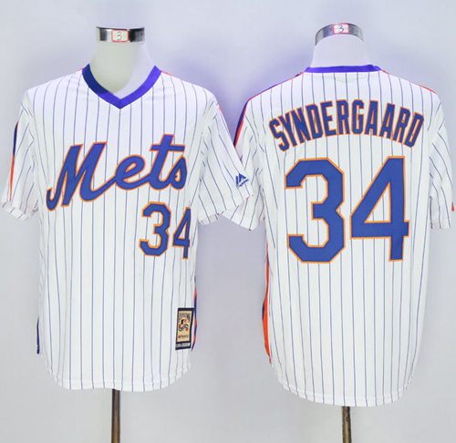 Custom Fan-Made Noah Syndergaard Cooperstown New York Mets #34 White Baseball Jersey