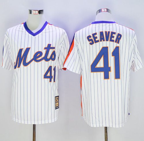 Custom Fan-Made Tom Seaver Cooperstown New York Mets #41 White Baseball Jersey