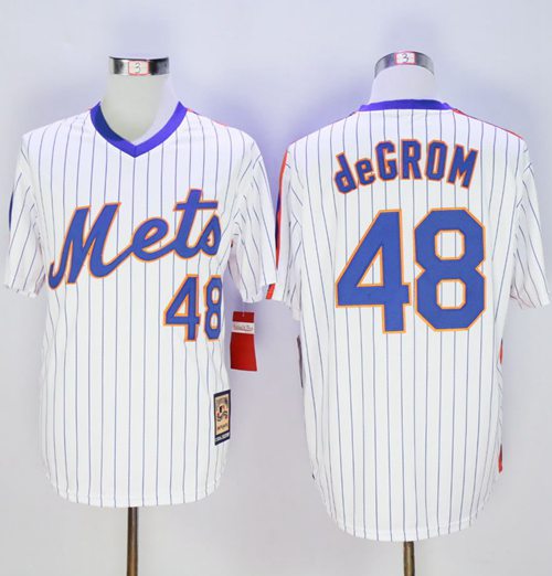 Custom Fan-Made Jacob DeGrom Cooperstown New York Mets #48 White Baseball Jersey