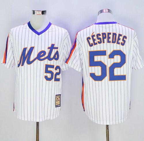 Custom Fan-Made Yoenis Cespedes Cooperstown New York Mets #52 White Baseball Jersey