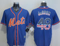 Custom Fan-Made Jacob DeGrom USA Flag New York Mets #48 Blue Baseball Jersey