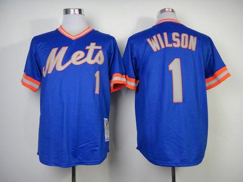 Custom Fan-Made Mookie Wilson New York Mets #1 Blue 1983 Throwback Baseball Jersey
