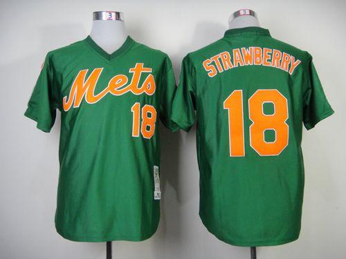 Custom Fan-Made Darryl Strawberry New York Mets #18 Green 1985 Throwback Baseball Jersey