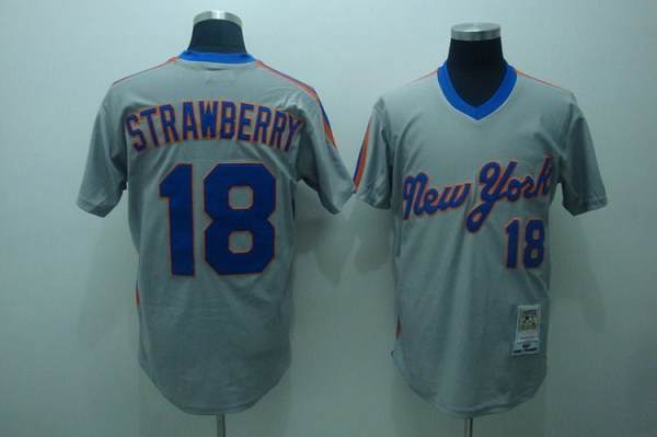 Custom Fan-Made Darryl Strawberry New York Mets #18 Grey Throwback Baseball Jersey