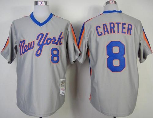 Custom Fan-Made Gary Carter New York Mets #8 Grey Throwback Baseball Jersey
