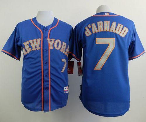 Custom Fan-Made Travis D'Arnaud New York Mets #7 Blue Baseball Jersey