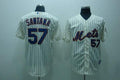 Custom Fan-Made Johan Santana Cream New York Mets #57 Blue Baseball Jersey