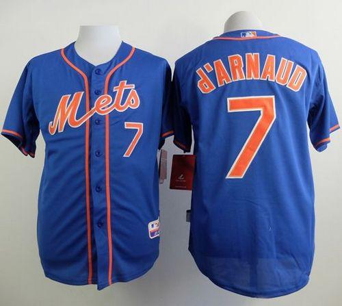 Custom Fan-Made Travis D'Arnaud New York Mets #7 Blue Baseball Jersey